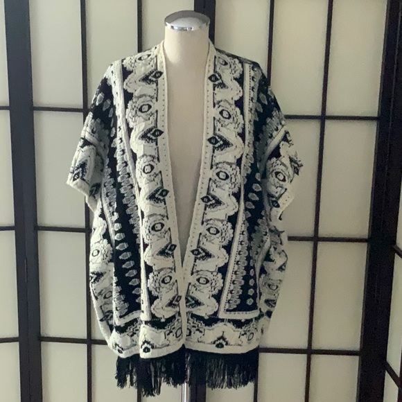 Fringed Wrap with Sleeves - Picture 1 of 3